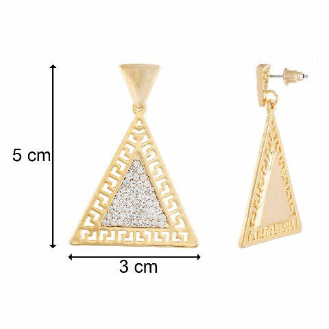 Gold colour Triangle shape Stone Studded Earring