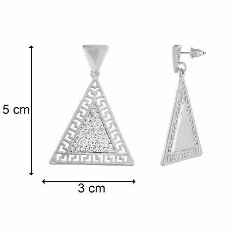 Silver colour Triangle shape Stone Studded Earring