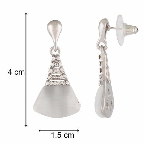 Silver colour Cone shape Stone Studded Earring
