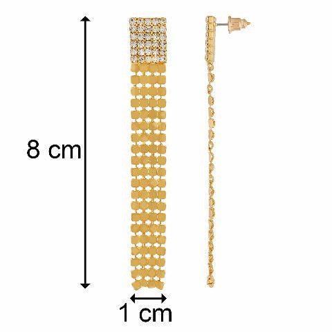 Gold colour rectangular shape Stone Studded Earring