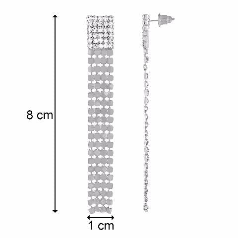 Silver colour rectangular shape Stone Studded Earring