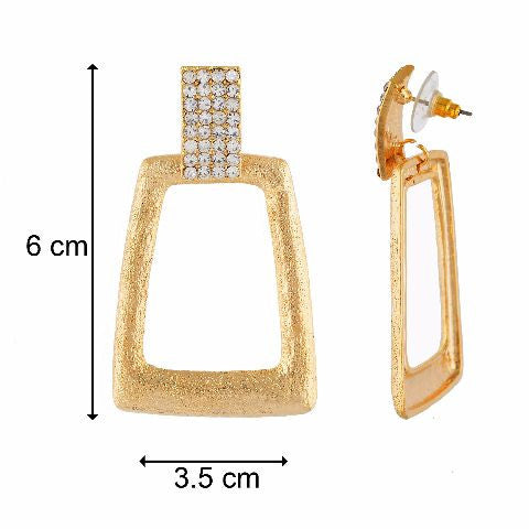 Gold colour rectangular shape Stone Studded Earring