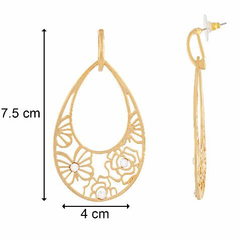 Gold colour Drop shape Stone Studded Earring