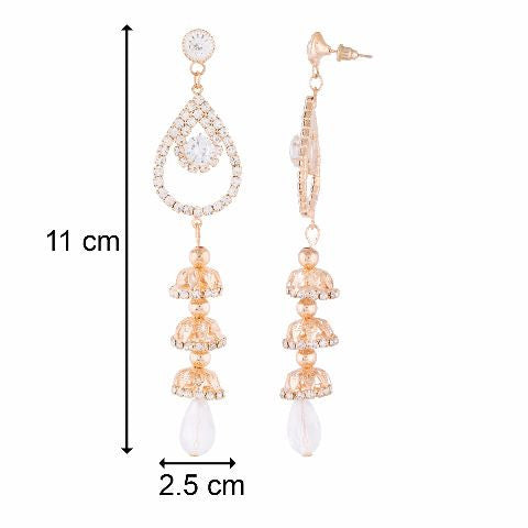 Gold colour Jhumkis shape Stone Studded Earring
