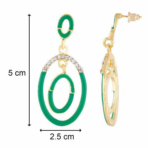 Green colour oval shape Stone Studded Earring