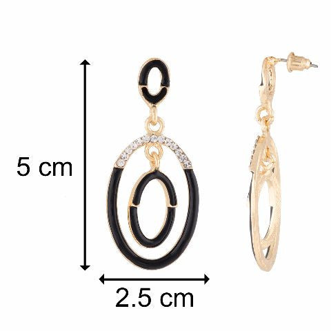 Black colour oval shape Stone Studded Earring