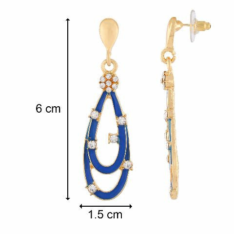 Blue colour drop shape Stone Studded Earring