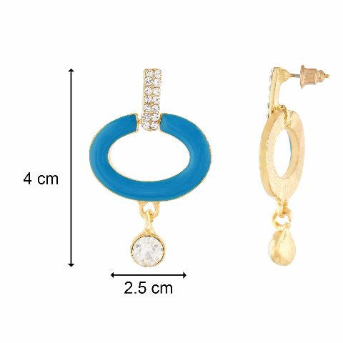 Blue colour oval shape Stone Studded Earring