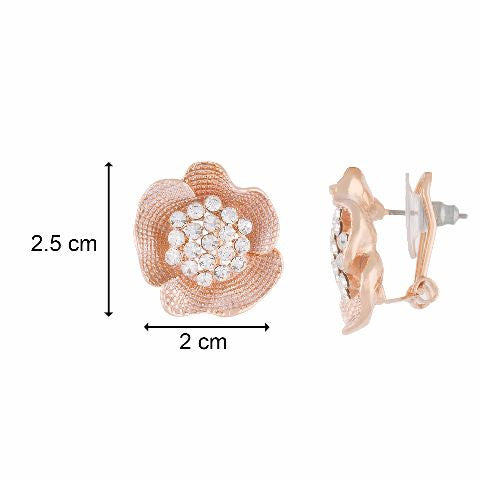 Gold colour Floral shape Stone Studded Earring