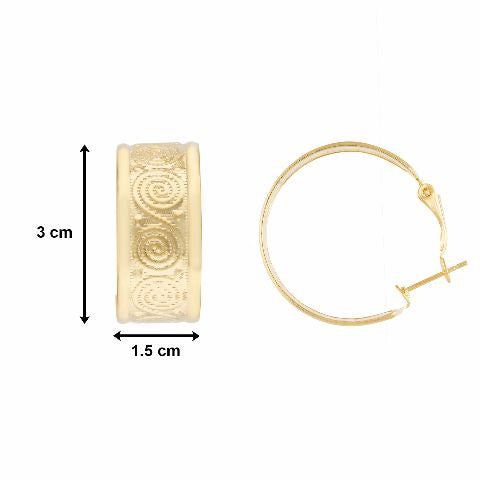 Gold colour round shape smart carving Earring