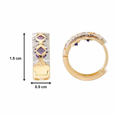 Purple colour round shape Stone Studded Earring