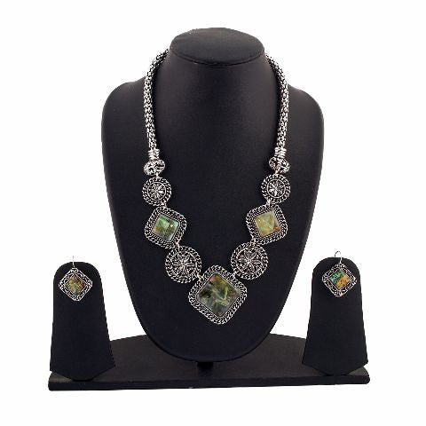 Silver colour Indo Western design Necklace Set