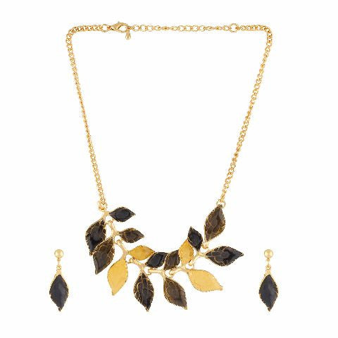 Black and Yellow colour Western design Necklace Set