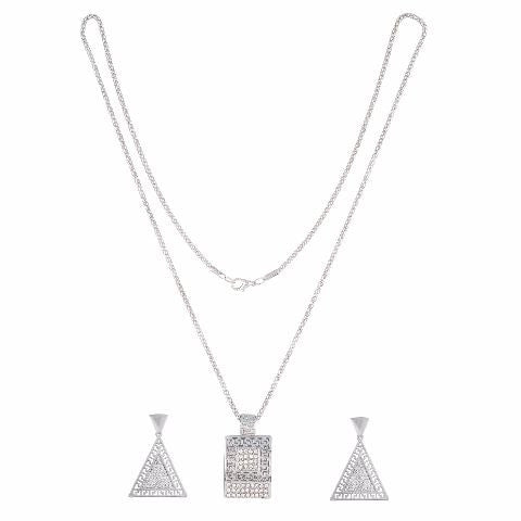 Silver colour Traditional design Pendant Set