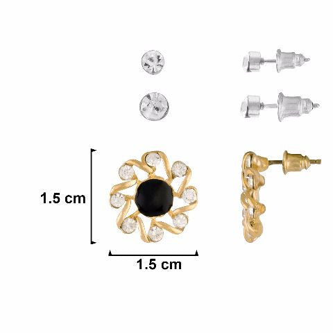 Black colour Round shape Stone Studded Earring