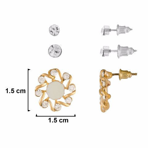 White colour Round shape Stone Studded Earring