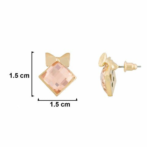 Beige colour diamond shape Stone Studded Earring