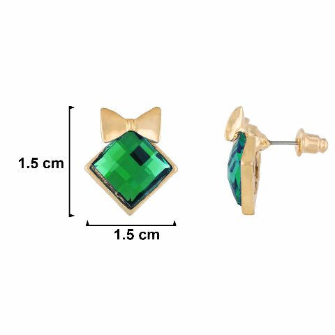 Green colour diamond shape Stone Studded Earring