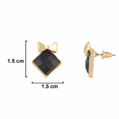 Black colour diamond shape Stone Studded Earring
