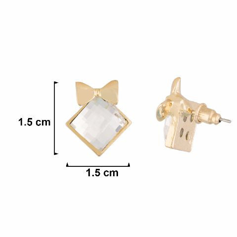 White colour diamond shape Stone Studded Earring