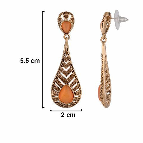 Gold colour Drop shaped shape Stone Studded Earring