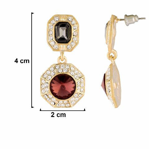 Multicolour colour round shape Stone Studded Earring