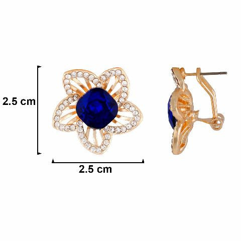 Gold colour Floral shape Stone Studded Earring