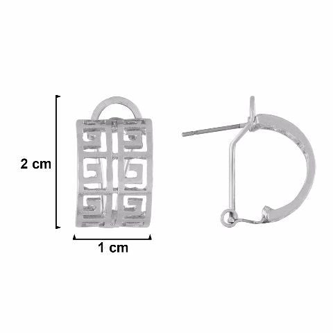 Silver colour square shape smart carving Earring
