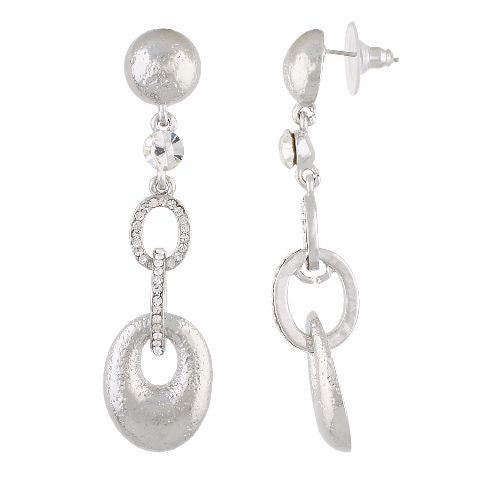 Silver colour oval shape smart carving Earring