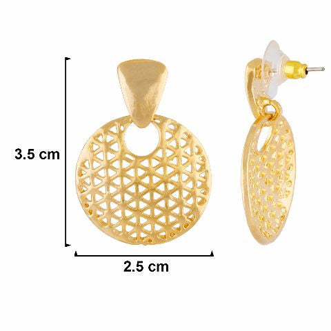 Gold colour round shape smart carving Earring