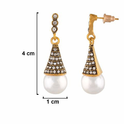 Gold colour Drop   shape Stone Studded Earring