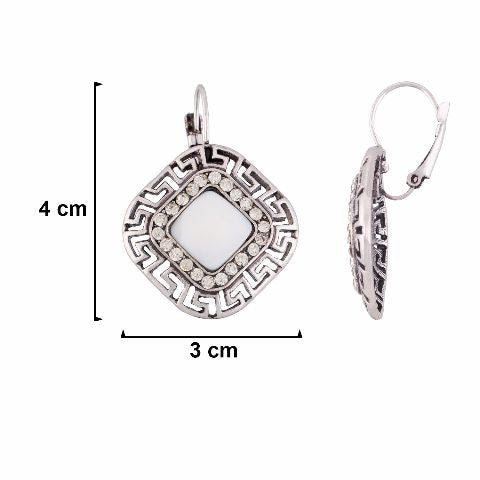 Silver colour Daimond shape Stone Studded Earring