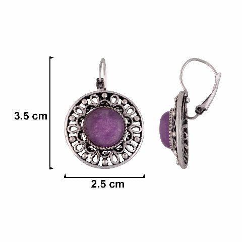 Silver colour Round shape Stone Studded Earring