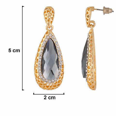 Gold colour Drop shape Stone Studded Earring