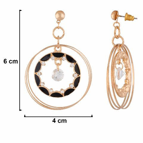 Black colour Round shape Enamel Earring