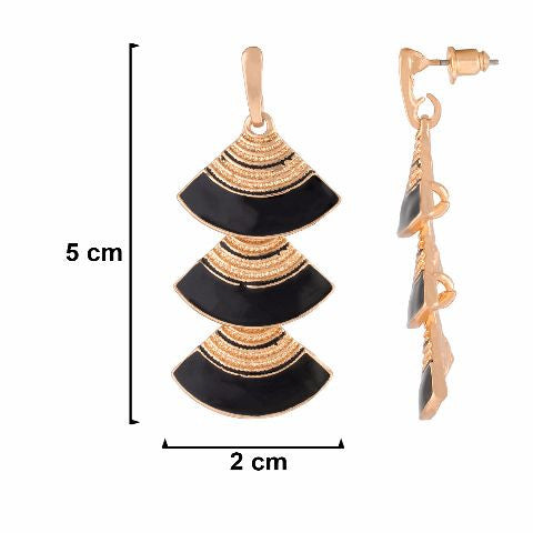 Black colour Triangle shape Enamel Earring