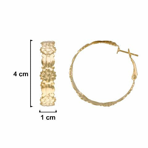 Gold colour Round shape smart carving Earring