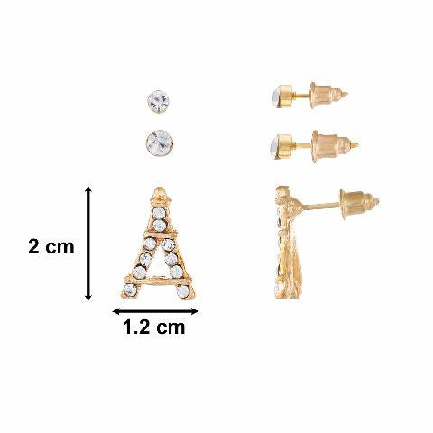 Gold colour Tower shape Stones Studded Earring