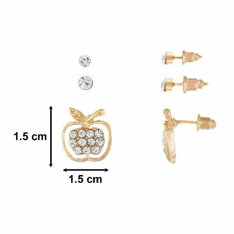 Gold colour Apple shape Stones Studded Earring