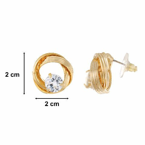 Gold colour Round shape Stone Studded Earring
