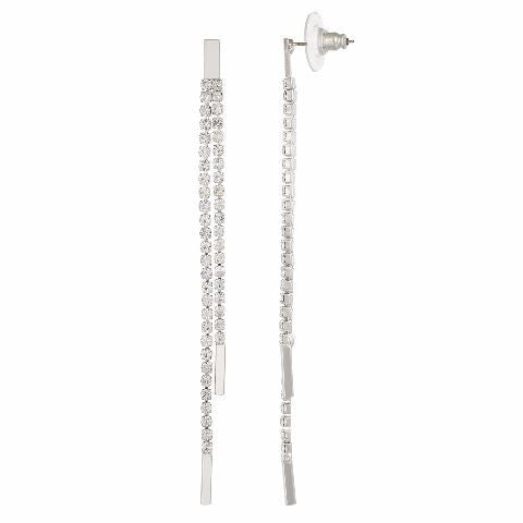 Silver colour 2 line shape Stone Studded Earring