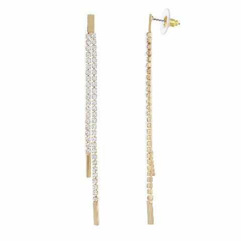 Gold colour 2 line shape Stone Studded Earring