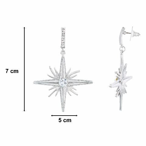 Silver colour Star shape Stone Studded Earring