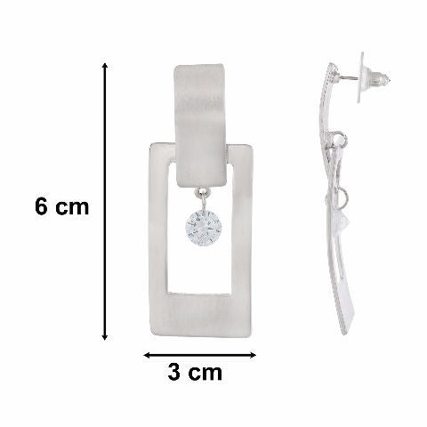 Silver colour Rectangular shape Smartly Crafted Earring