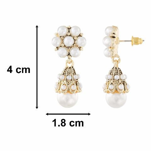White colour Jhumki shape Pearl Earring
