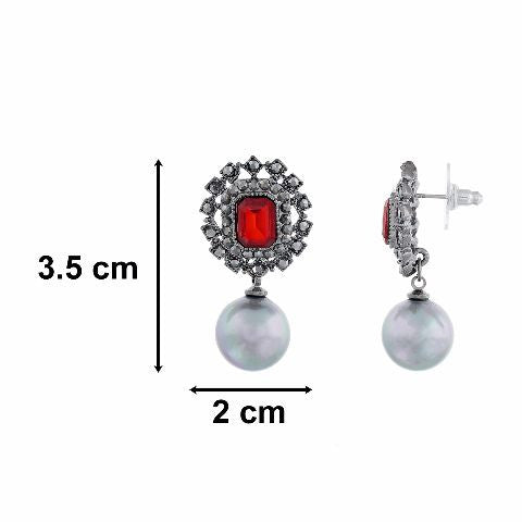 Grey colour Round Pearl Earring shape Pearl Earring