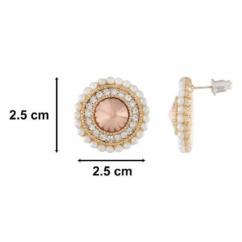 Gold colour Round shape Pearl Earring