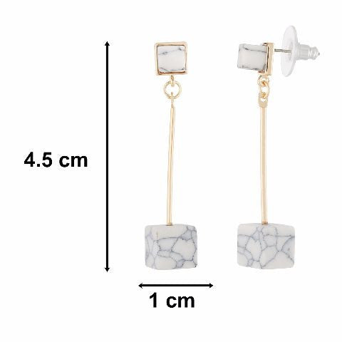 Gold colour Cube shape Stone Studded Earring