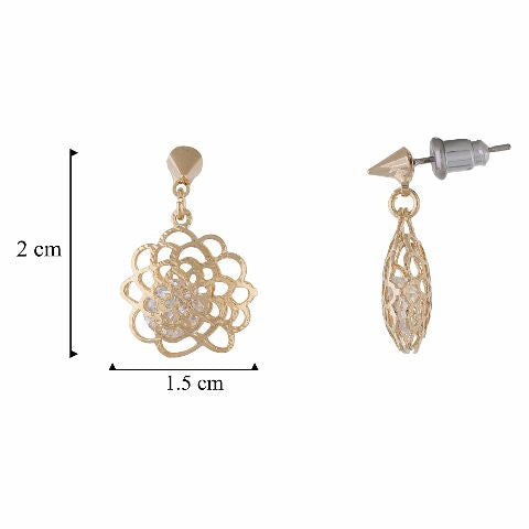 Gold colour Round shape Stone Studded Earring