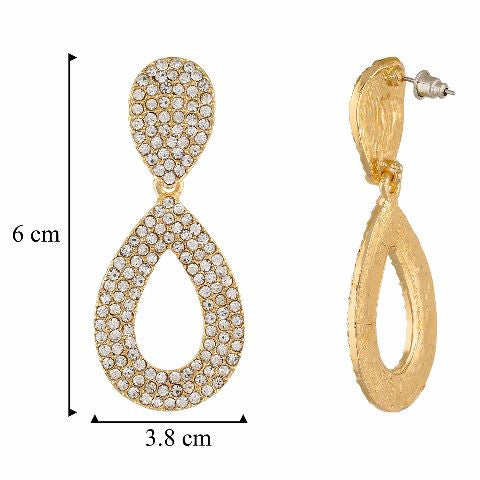 Gold colour Drop shaped shape Stone Studded Earring